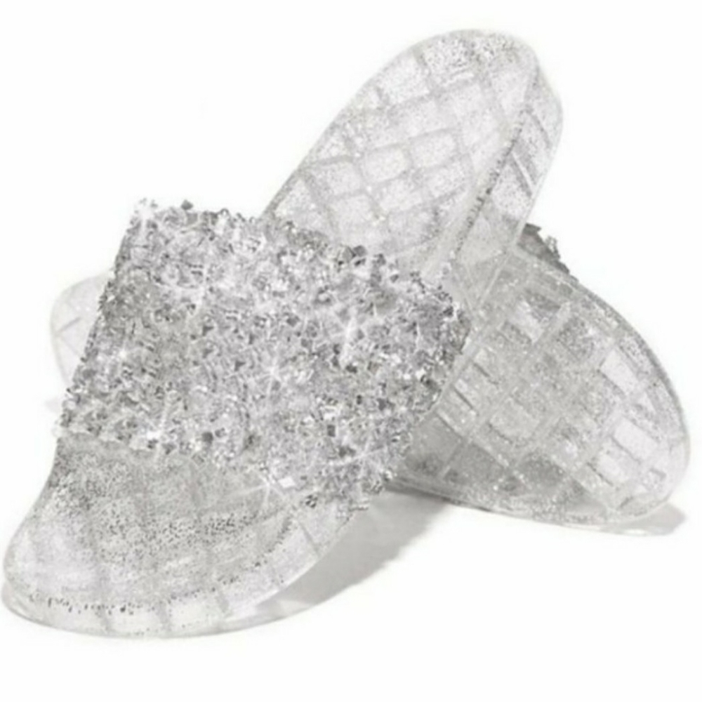 EMBELLISHED SPARKLE SLIDES-SILVER - Picture 5 of 6